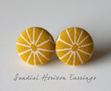 Sundial Horizon Handmade Fabric Button Earrings
