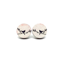Vintage Love Birds Wooden Earrings