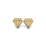 Diamond Laser Cut Wood Earrings