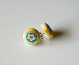 Aster Daisy Handmade Fabric Button Earrings