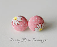 Daisy Kiss Handmade Fabric Button Earrings