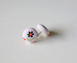 Black Daisy Handmade Fabric Button Earrings