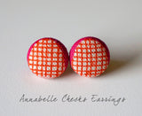 Annabelle Checks Handmade Fabric Button Earrings