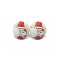 Santas Bag Handmade Fabric Button Earrings