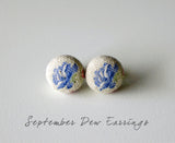 September Dew Handmade Fabric Button Earrings