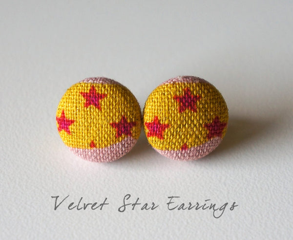 Velvet Stars Handmade Fabric Button Earrings