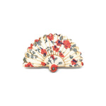 Red Kimono Sakura Fan Wooden Brooch Pin