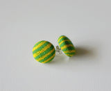Zahara Stripes Handmade Fabric Button Earrings