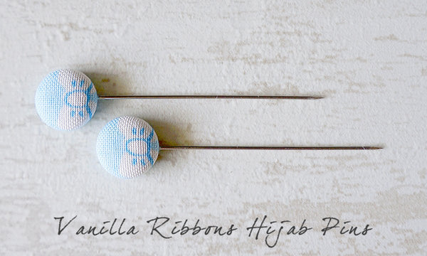 Vanilla Ribbons Handmade Fabric Button Hijab Pins