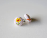 Morning Daisy Handmade Fabric Button Earrings