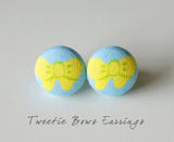 Tweetie Bows Handmade Fabric Button Earrings