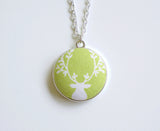 Reon the Deer Handmade Fabric Button Necklace