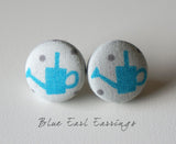 Blue Earl Handmade Fabric Button Earrings