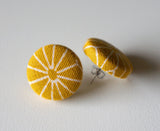 Sundial Horizon Handmade Fabric Button Earrings
