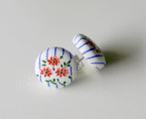 Garden Rose Handmade Fabric Button Earrings