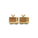 Retro Old 60s TV Laser Cut Wood Earrings