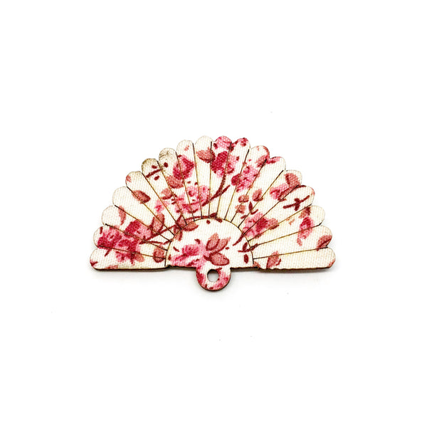 Rose Kimono Sakura Fan Wooden Brooch Pin