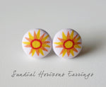 Sundial Horizons Handmade Fabric Button Earrings