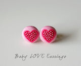 Baby LOVE Handmade Fabric Button Earrings