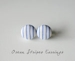 Ocean Stripes Handmade Fabric Button Earrings