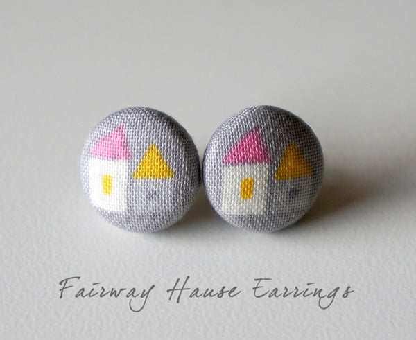 Fairway Hause Handmade Fabric Button Earrings
