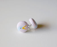 Baby Stork Handmade Fabric Button Earrings