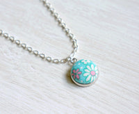 Daisy Spring Handmade Fabric Button Necklace