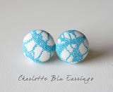 Charlotte Blu Handmade Fabric Button Earrings