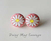 Daisy May Handmade Fabric Button Earrings