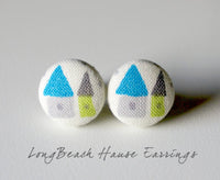 LongBeach Hause Handmade Fabric Button Earrings