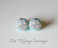 Zoe Tiffany Handmade Fabric Button Earrings