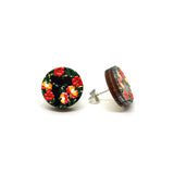 Black Floral Daisy Wooden Earrings