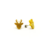 Gold Glitter Deer Laser Cut Acrylic Earrings