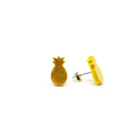 Gold Glitter Pineapple Laser Cut Acrylic Earrings