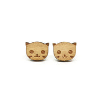 Kitty Laser Cut Wood Earrings