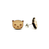 Kitty Laser Cut Wood Earrings