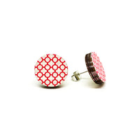 Red Grilles on White Wooden Earrings