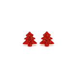 Red Glitter Christmas Tree Laser Cut Acrylic Earrings